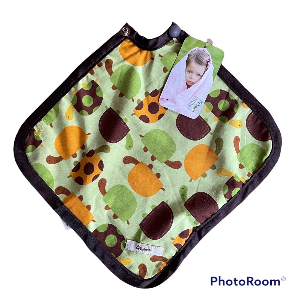 Organic Binkie Blanket or Fabric Pacifier Holder with Turtles by My Blankee